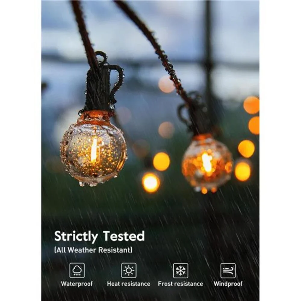 Outdoor String Lights 25Feet G40 LED Patio Lights,Plug-in,13 Plastic Edison Bulb